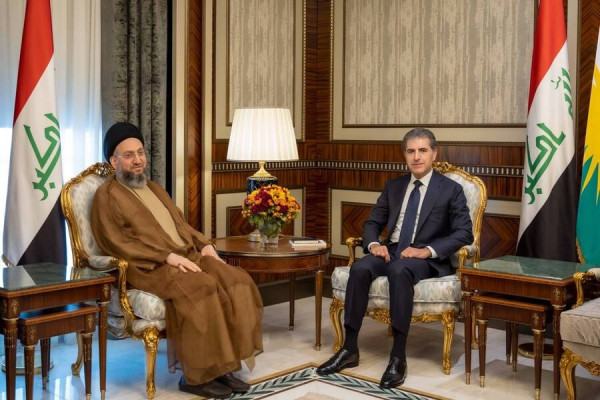 بارزاني والحكيم يؤكدان حل القضايا العالقة بين بغداد وأربيل بالحوار